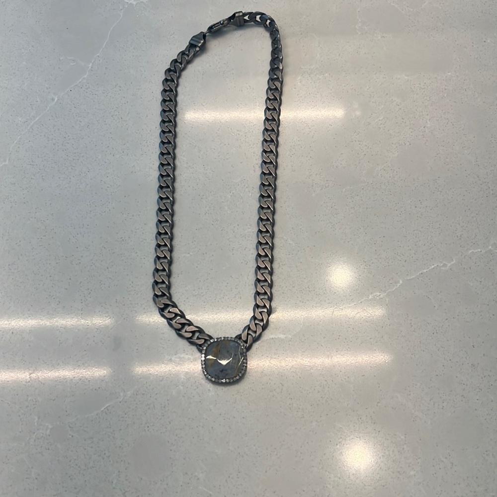 Italian silver and diamond chain necklace